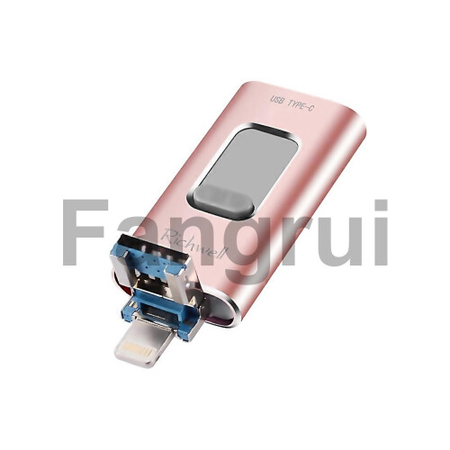 Για Richwell 3 σε 1 128g Typec 8 Pin Usb 30 Metal Pushpull Flash Disk με λειτουργία Otg Κατασκευασμένο με 1