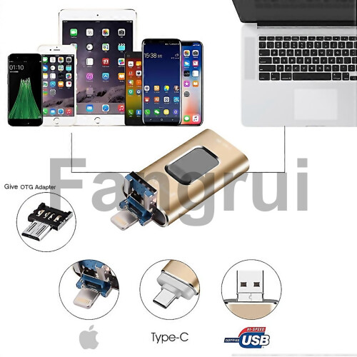 Για Richwell 3 σε 1 128g Typec 8 Pin Usb 30 Metal Pushpull Flash Disk με λειτουργία Otg Κατασκευασμένο με 2