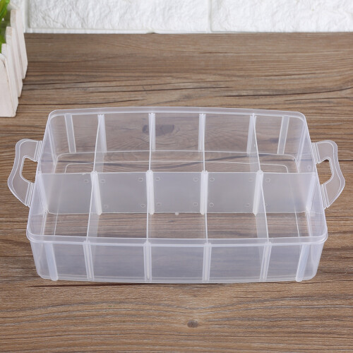 Detachable 3-Layer PP Plastic Craft Box Organizer with Handle Clear Design