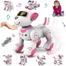 (Pink) Remote Dog Toy For Kids - Interactive Touch Follow 17 Functs Dog Pet, Programmable Wal Intellint Dancing Do