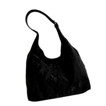 (Black) Women's Large Capacity Shoulder Bag Aesthetic PU Leather Underarm Bags Slouchy Handbag for Shopping and Daily Use  White