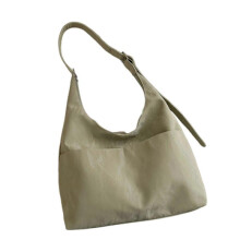 (Green) Women's Large Capacity Shoulder Bag Aesthetic PU Leather Underarm Bags Slouchy Handbag for Shopping and Daily Use  White