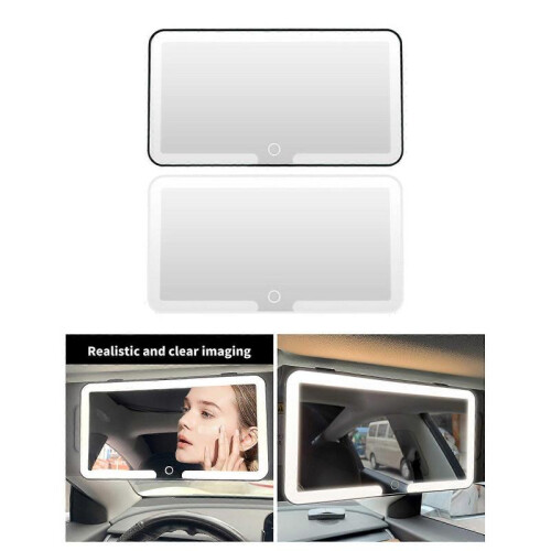 (White) Car Sun Visors Makeup Glass LED Touch Control Adjust Brightness Switchable Auto Interior Makeup Glass 1