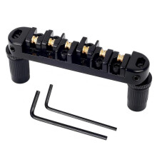 (Black) Electric Guitar Bridge Replacement Metal 6 String Guitar Bridge Professional Roller Saddles Bridge Tailpiece Enduring  Silver