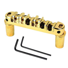 (Golden) Electric Guitar Bridge Replacement Metal 6 String Guitar Bridge Professional Roller Saddles Bridge Tailpiece Enduring  Silver