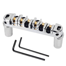 (Silver) Electric Guitar Bridge Replacement Metal 6 String Guitar Bridge Professional Roller Saddles Bridge Tailpiece Enduring  Silver