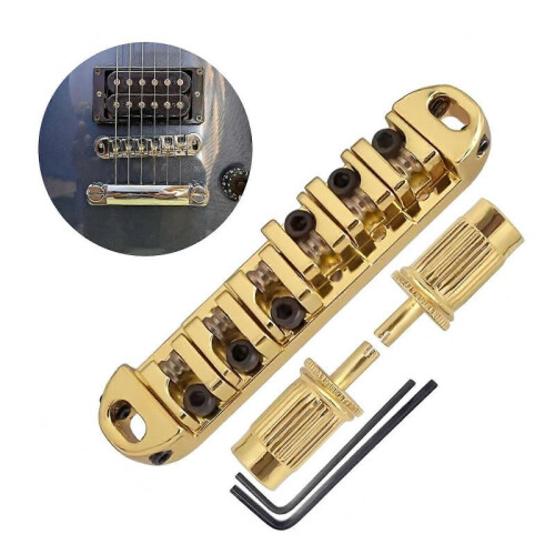 (Silver) Electric Guitar Bridge Replacement Metal 6 String Guitar Bridge Professional Roller Saddles Bridge Tailpiece Enduring  Silver 1