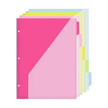 (Three holes) 5 Pcs Index Page Folders 3 Holes File Folders Plastic Dividers Index Page Folders Easy to Use Document Organizers