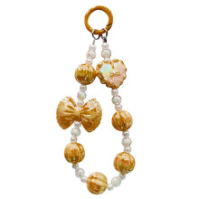 (Coffee color) Elegant Handmade Beaded Keychain Pendant Mobile Phone Chain Strap Fashion Cellphone Rope Women Telephone Lanyard Jewelry  yellow
