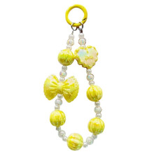(yellow) Elegant Handmade Beaded Keychain Pendant Mobile Phone Chain Strap Fashion Cellphone Rope Women Telephone Lanyard Jewelry  yellow