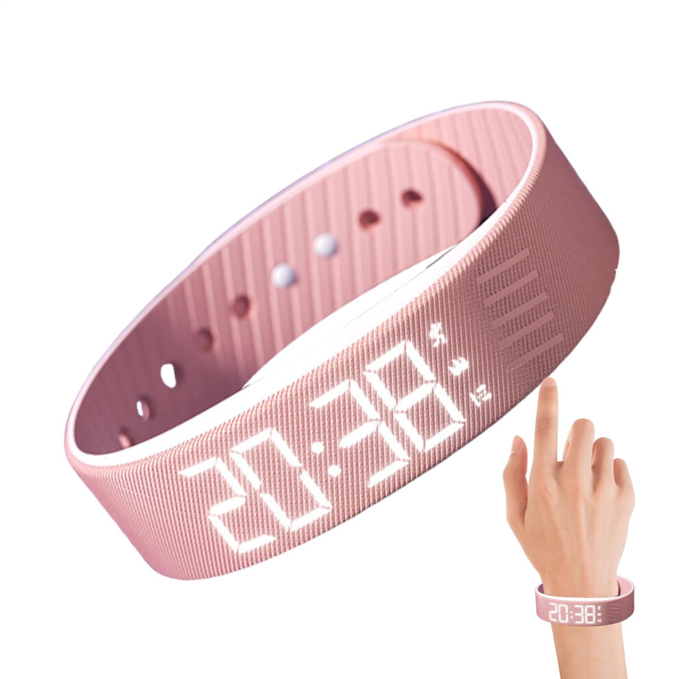 Vibrating Alarm Watch Digital Silent Adjustable Smartwatch Wristband Clock For Travel School Sports Heavy Sleepers Pink 9354506179144