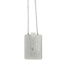 (Silver) Women Vertical Shoulder Bag Korean Style Crossbody Bag Chain Bag Leather Messenger Bag Change Purse for Daily Travel  White