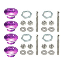 (Purple) Hood Pins for Car, Aluminum Car Hood Cover Quick Latches Hood Pins for Reducing Shaking Universally Fitment  Silver