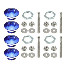 (Blue) Hood Pins for Car, Aluminum Car Hood Cover Quick Latches Hood Pins for Reducing Shaking Universally Fitment  Silver