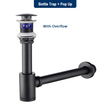 Afvoer voor wastafel, fles, sifon, moderne gootsteen, pop-upfilter, pop-up, geen overloop