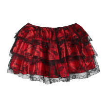 (XXL, Red) Women's Steampunk Victorians Renaissances Goth Lace Ruffled Layering Short Skirt Vintage Mini Skirt  Red M
