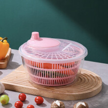 Salad Spinner Lettuce Spinner Vegetable Dryer With Bowl Colander Multi-Use Fruit Washer Pink