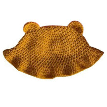 (Ginger Bear) Sweet Girls Crochet Bucket Hat Cute Ladies Halloween Pumpkin Fisherman Cap Woman Teenagers Casual Autumn Floppy Hat  white bear