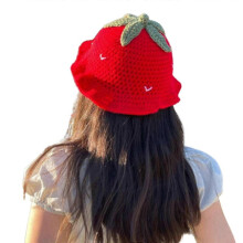 (Berry is troubled) Sweet Girls Crochet Bucket Hat Cute Ladies Halloween Pumpkin Fisherman Cap Woman Teenagers Casual Autumn Floppy Hat  white bear