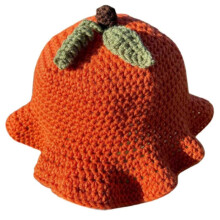 (persimmon persimmon) Sweet Girls Crochet Bucket Hat Cute Ladies Halloween Pumpkin Fisherman Cap Woman Teenagers Casual Autumn Floppy Hat  white bear
