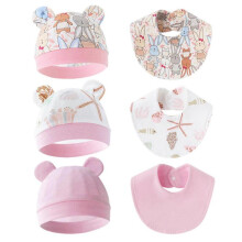 (Set 1) 3 Set Drooling Bib Breathable Cotton Burp Cloth for 0-12 Month Baby Newborns Toddlers Saliva Towel with Bonnet Hat 2024