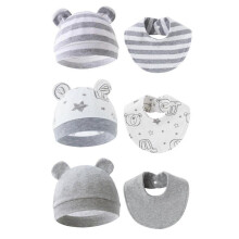 (Set 3) 3 Set Drooling Bib Breathable Cotton Burp Cloth for 0-12 Month Baby Newborns Toddlers Saliva Towel with Bonnet Hat 2024