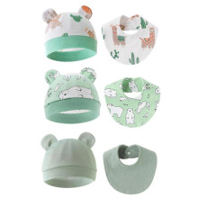 (Set 5) 3 Set Drooling Bib Breathable Cotton Burp Cloth for 0-12 Month Baby Newborns Toddlers Saliva Towel with Bonnet Hat 2024