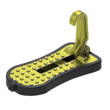 (Yellow) Foldable Car Door Step Pedal Aluminium Alloy Auto Rooftop Lugga Ladder Hooked Foot Pegs Doorstep Safety Door Step Hook