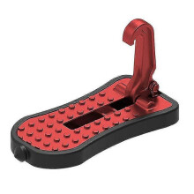 (Red) Foldable Car Door Step Pedal Aluminium Alloy Auto Rooftop Lugga Ladder Hooked Foot Pegs Doorstep Safety Door Step Hook