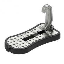 (Silver) Foldable Car Door Step Pedal Aluminium Alloy Auto Rooftop Lugga Ladder Hooked Foot Pegs Doorstep Safety Door Step Hook