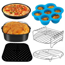 6Pieces Air Fryer Reusable Non-Stick Air Fryer Silicone Mould Square Cake Bucket for Air Fryer Frying Pan Oven Microwave