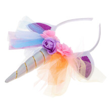 Glitter Unicorn Horn Headband With Hair Flowers And Animal Ears