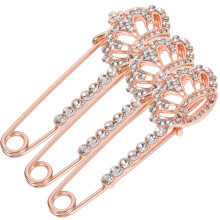 12 Pcs Crown Pin Rhinestone Brooch Safety Pin For Women