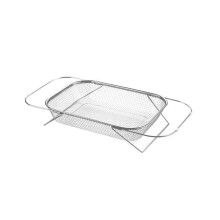 (small) Stainless Steel Retractable Drain Basket Kitchen Basket Vegetable Washing Drain Basin Household Living Room Fruit Bowl