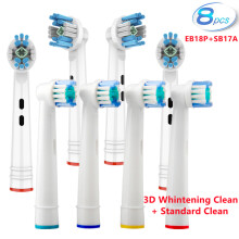 (EB18P en SB17A) Elektrische tandenborstelkoppen voor Braun Oral B 3D Whitening tandenborstelkoppen