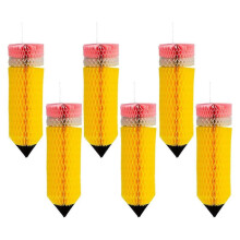Pack of 6 Back To School Hanging Swirls Decorations Pencil Ornament for Classroom Ceiling and Window Party Supplies