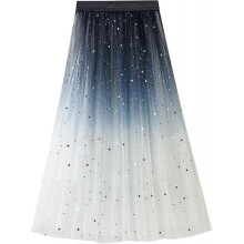 (One Size, E white) Womens Overlay Layered Tulle Skirt High Waisted A Line Midi Skirts Mesh Ffon Pleated With Flower Rat
