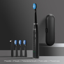 (black1) Sonic elektrische tandenborstel geüpgraded voor volwassenen, waterdicht, USB-oplaadbaar, 36