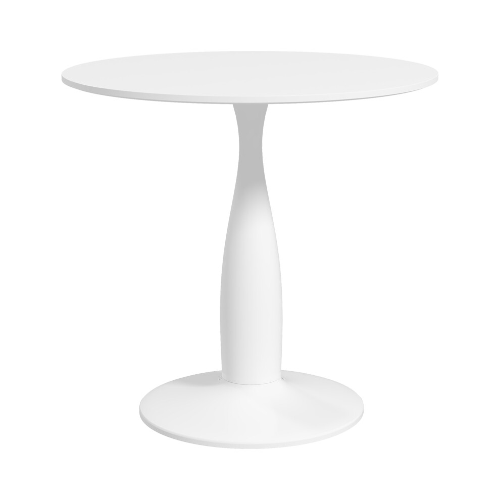 Round Dining Table Modern Steel Base Small Table with Non-slip Foot Pads Space Saving Design for Kitchen or Dining Room-image-OPC-PKYYW8S-NEW