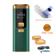 Flash Laser Epilator voor Vrouwen IPL Ontharing LED Permanent Vervangbaar, G Glas Zwarthd Rem.