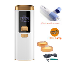 Flash Laser Epilator voor Vrouwen IPL Ontharing LED Permanent Vervangbaar, W Glas Zwarthd Rem.