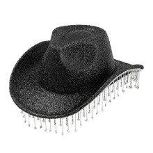 (Black) Wide Border Hat Sunscreen Denims Hat Fancy Dress Hat Elegant Stylish Adult Hat Suitable for Various Occasion  Silver