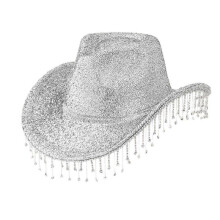 (Silver) Wide Border Hat Sunscreen Denims Hat Fancy Dress Hat Elegant Stylish Adult Hat Suitable for Various Occasion  Silver
