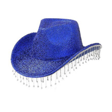 (royal blue) Wide Border Hat Sunscreen Denims Hat Fancy Dress Hat Elegant Stylish Adult Hat Suitable for Various Occasion  Silver