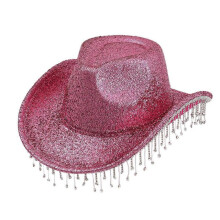 (Pink) Wide Border Hat Sunscreen Denims Hat Fancy Dress Hat Elegant Stylish Adult Hat Suitable for Various Occasion  Silver