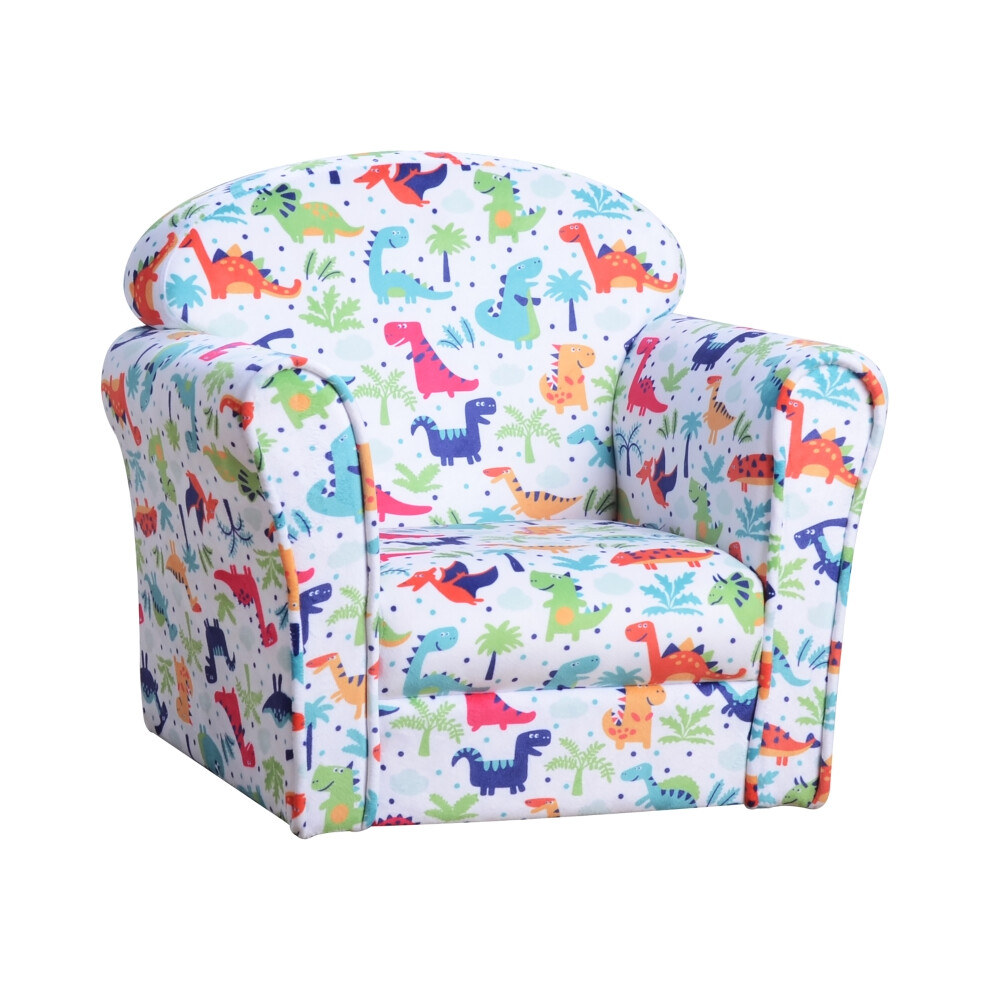 Children Armchair Kids Sofa Tub Chair Cartoon Dinosaur Pattern Flannel Non-slip Wooden Frame Playroom Seat-image-OPC-PKYYXDS-NEW