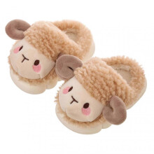 (19cm, Light Coffee) Sheep Slippers For Kids Soft Comfortable Shoes For Couple