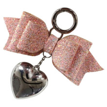 (Pink) Bowknot Heart Phone Charm Detachable Phone Lanyard Ornament Colorful Keychain Stylish Ornament for Bag Wallet Purse  Purple