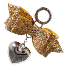 (Gold) Bowknot Heart Phone Charm Detachable Phone Lanyard Ornament Colorful Keychain Stylish Ornament for Bag Wallet Purse  Purple