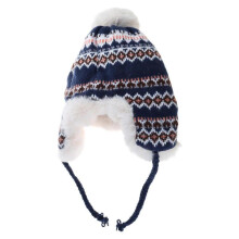 (Navy blue) Winter Hat Handmade Beanies Caps Thick Knitted Hat Warm Hat Lovely Pom Crochet Hat Ear Protection Beanies Hat  Red